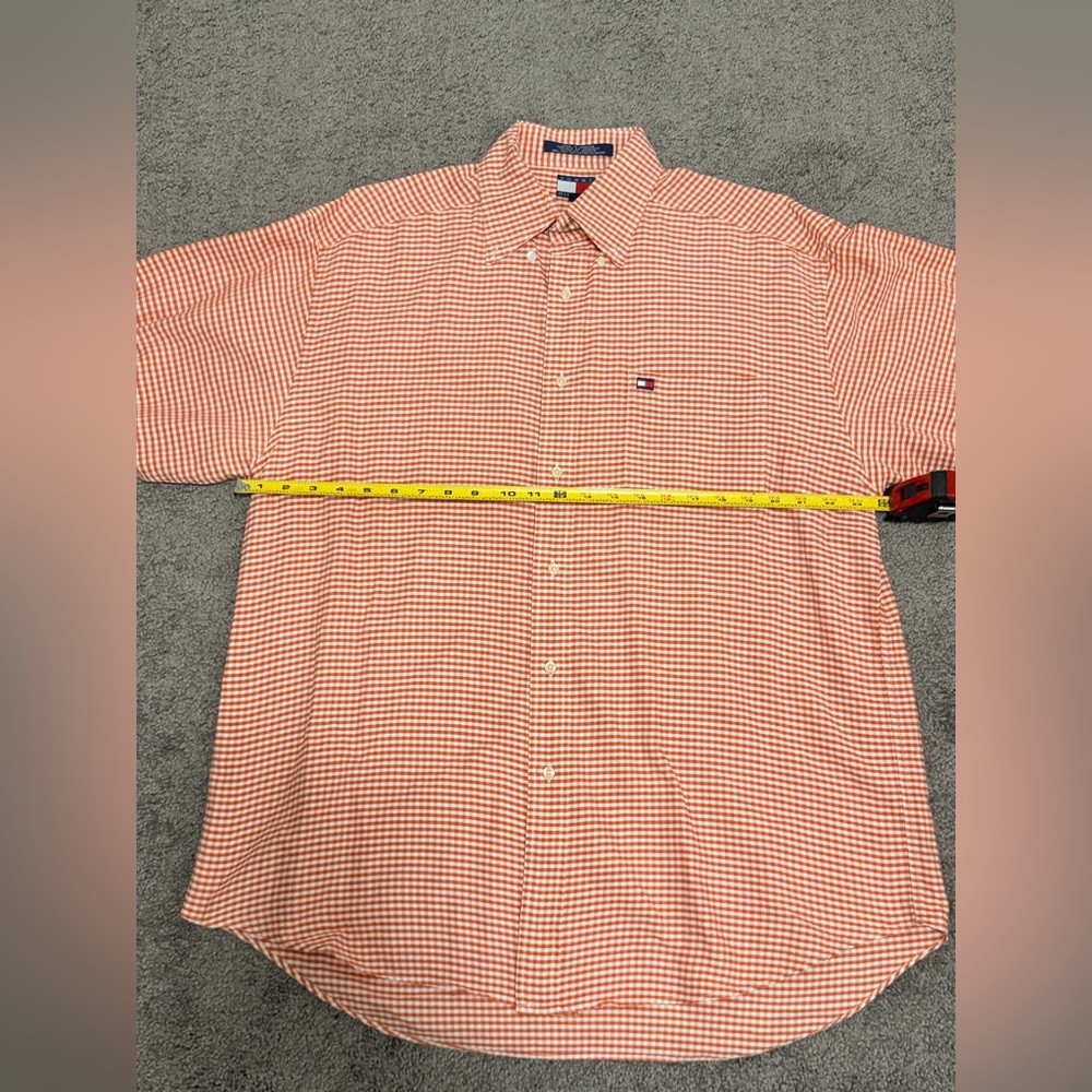 Tommy Hilfiger Orange Gingham Cotton Button-Down Shirt - Men - Picture 8 of 8